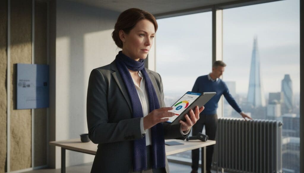 epc rating in modern london office setting.