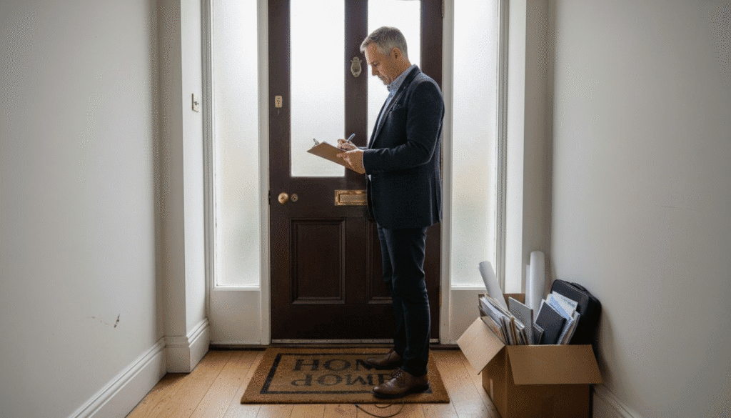 Person standing by front door.