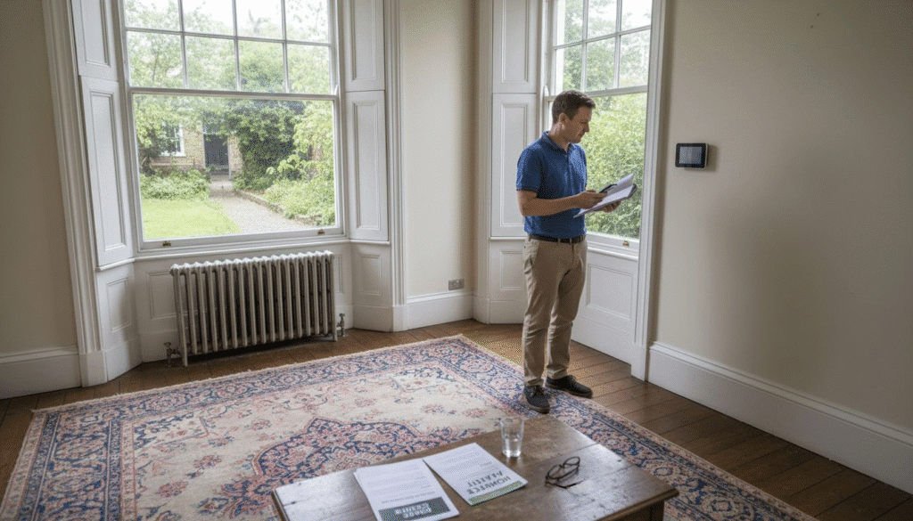 Man reading in a bright room.